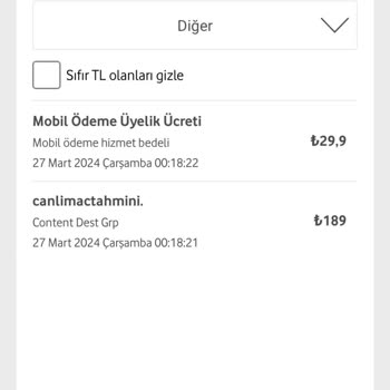Vodafone Canlimactahmini Habersiz Alınan Bedeller.