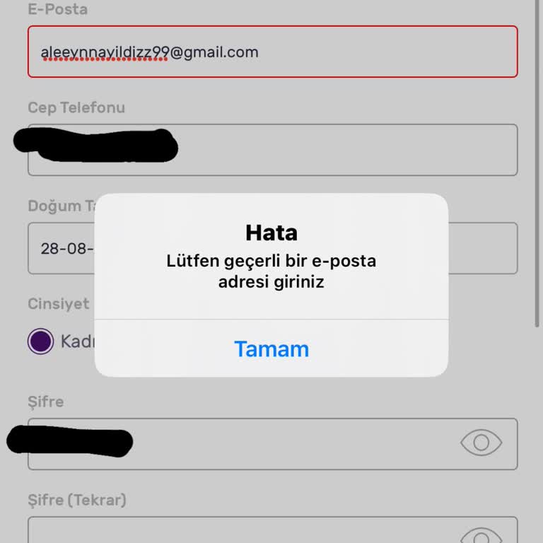 Gratis Üyelik Girişi İçin Kullandığım E Posta Kabul Edilmiyor