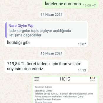 Nare Giyim Ve Aldatıcı Görseller, Ücret İadesi Yapılmaması