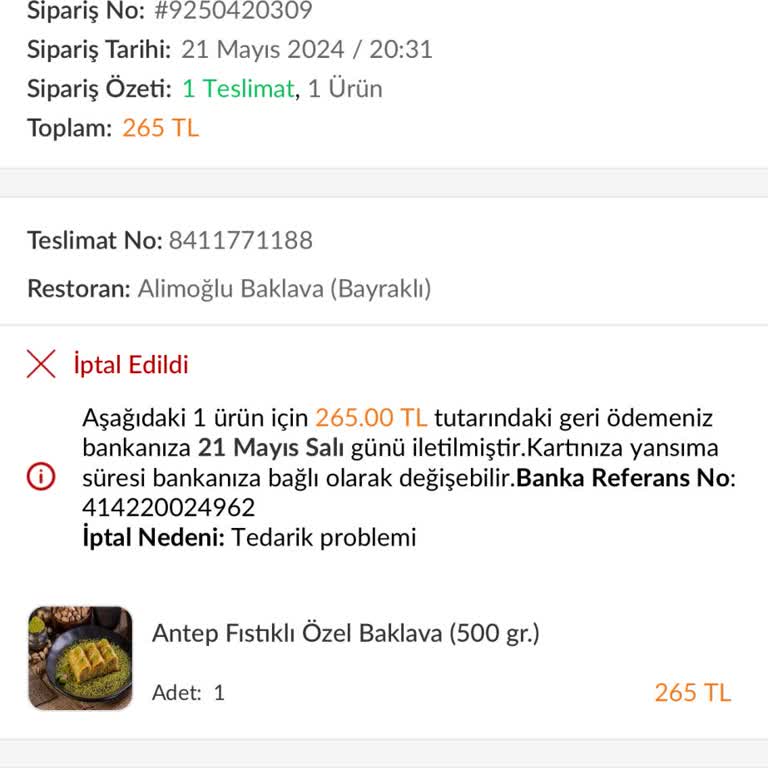 Trendyol Yemek Trendyol Satıcıları Sebepsizce Sipariş İptali Ve Trendyol İlgisizliği