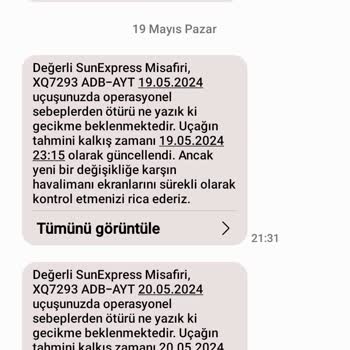 Sunexpress Rötar Ve Spor Bagajı Hatası