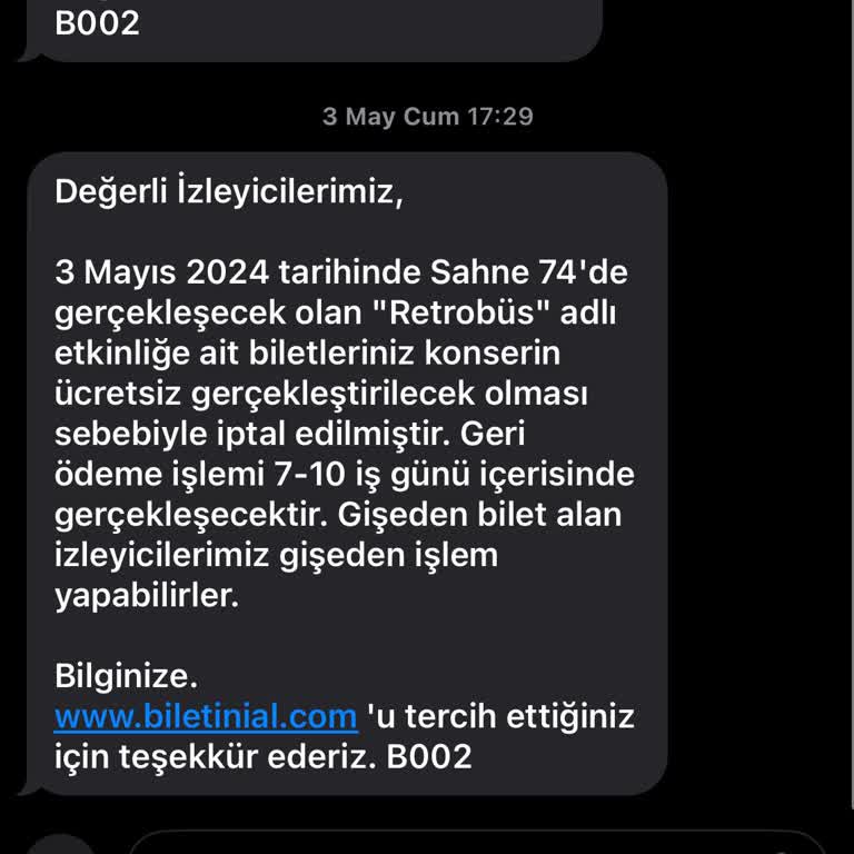 Biletinial Bilet İade Gerçekleşmiyor