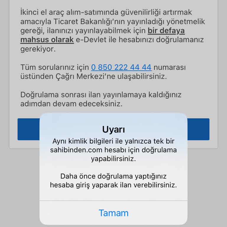 Sahibinden E Devlet Doğrulama Sorunu