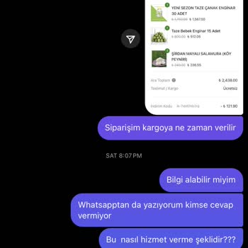 Tarladan Mutfağa Siparişim Kargolanmadı, İletişim Yok!