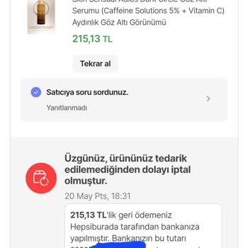 Skin Sensual Siparişim Onayım Olmadan İptal Edildi.