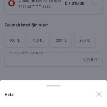 Vodafone Payden QR İle Para Çekme Hatası.