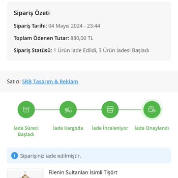 ÇiçekSepeti Dört T-Shirt İadesinde Yaşanan Sorunlar