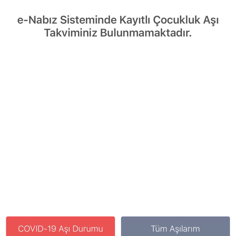 E-Nabız Çocukluk Aşısı Bilgileri