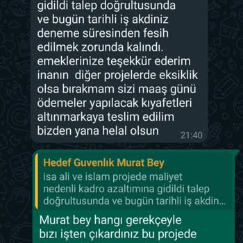 Detay Gıda Güvenlik Görevlisi İşten Çıkarılma Şikayeti