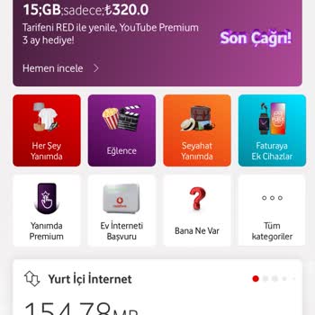 Vodafone İnternetim Bitmeden 80 TL Karşılığında Aşım Paketi Ekledi!
