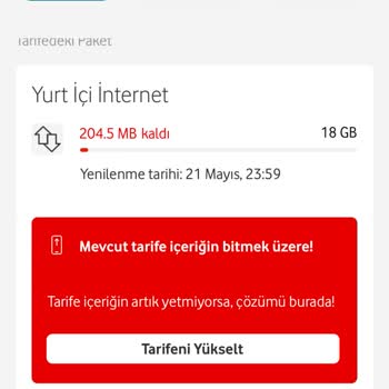 Vodafone İnternetim Bitmeden 80 TL Karşılığında Aşım Paketi Ekledi!