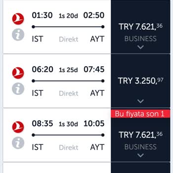THY'nin Yüksek Fiyatlı Bilet Politikası