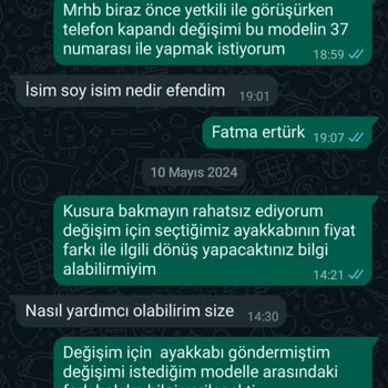 Kajal Ayakkabı Ayakkabı Değişim Yapılmaması