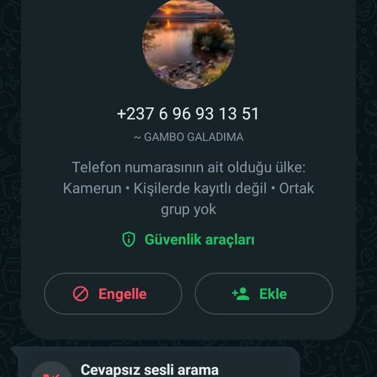 WhatsApp Tan +237 İle Başlayan Yabancı Numaradan Arandım