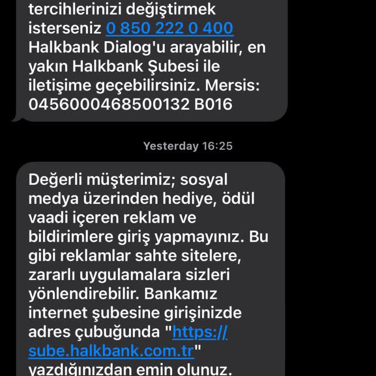 Halkbank SMS Gönderimi Yeter Yahu