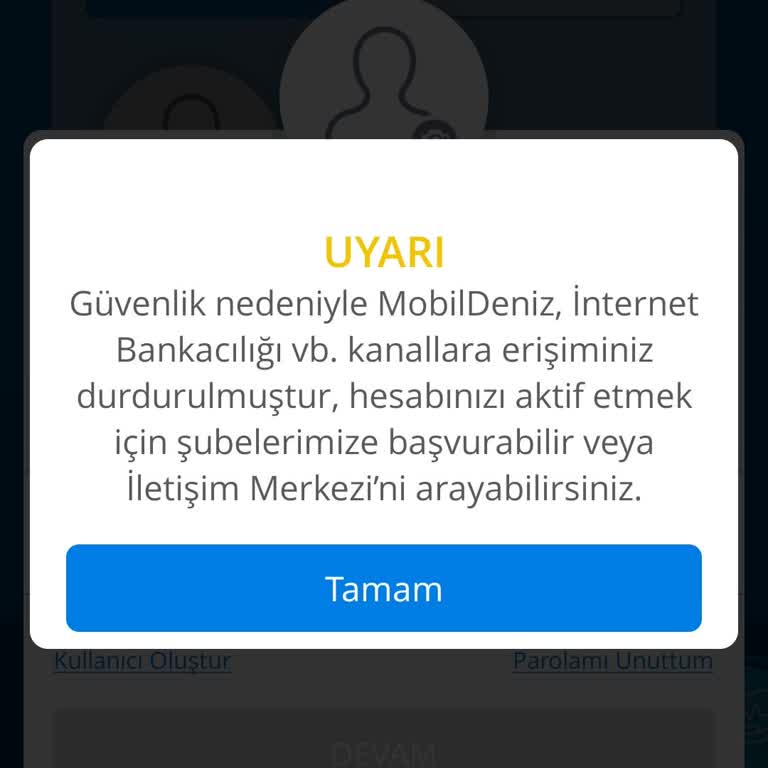 Denizbank Mobil Uygulama Bloke