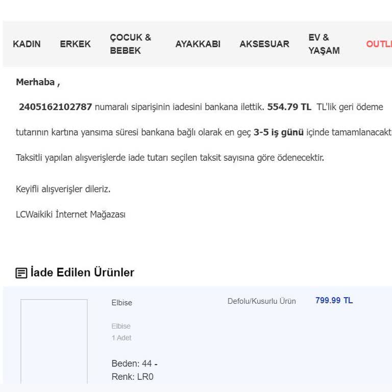 LCW İade Tutarsızlığı