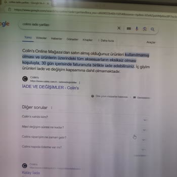 Colin's Faturalı Ve Etiketli Ürünü Süresi Olduğu Halde İade Almaması