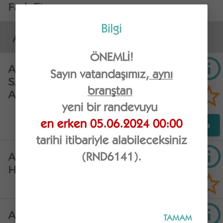 Sağlık Bakanlığı Aynı Bölümden Tekrar Randevu Alınmıyor!