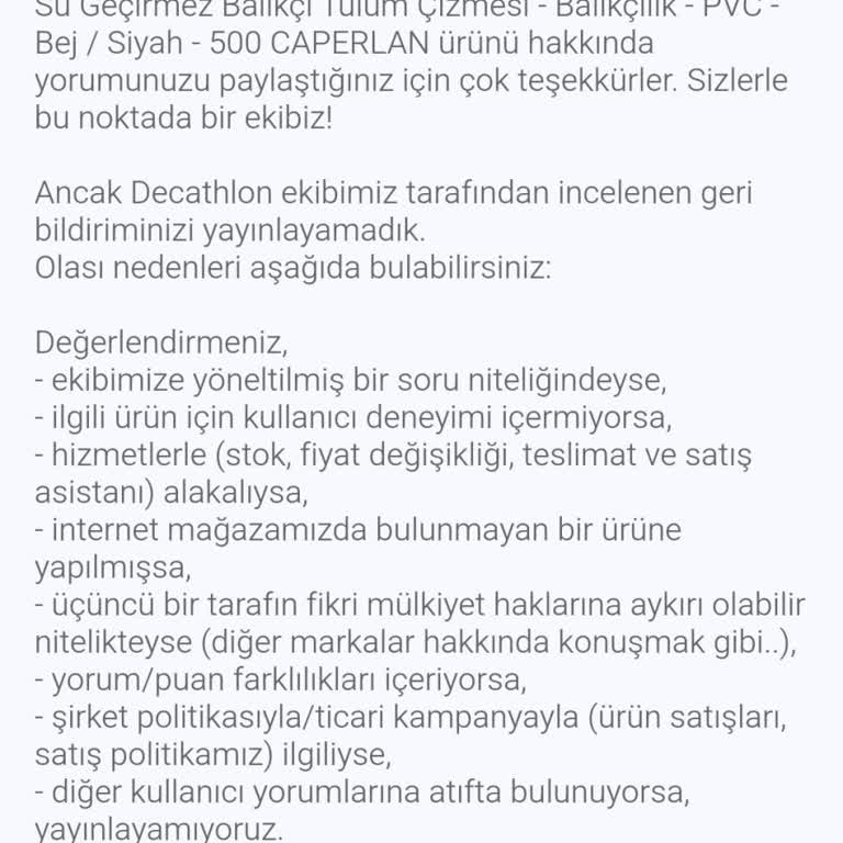 Decathlon Olumsuz Yorumları Yayınlamıyor