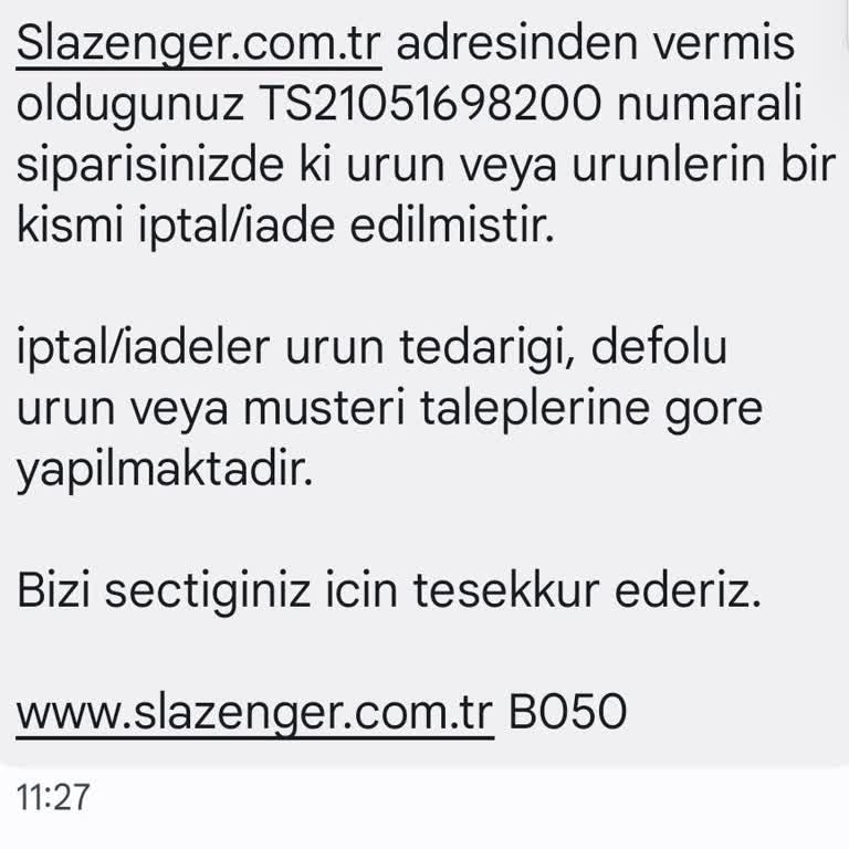Slazenger İç Güzarlık Yaparak Olmayan Urunu Satıyor