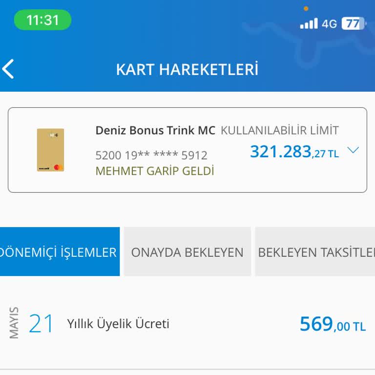 Denizbank Kart Yıllık Ücreti