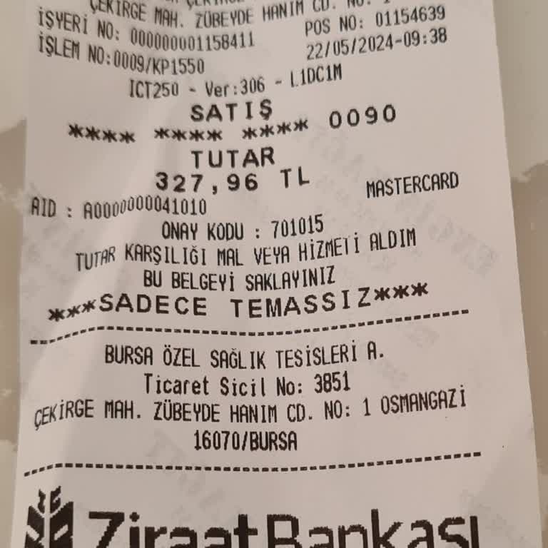 Özel Doruk Bursa Hastanesi (Çekirge) Haksız Para Talebi