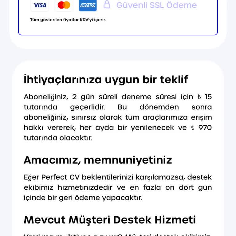 Perfect CV (perfect-cv.com) CV Oluşturma Servisinde Yaşanan Üyelik Sorunu