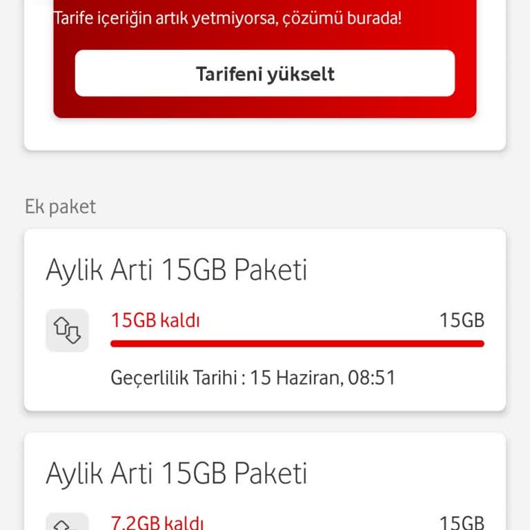 Vodafone Ek Paket Şikayeti