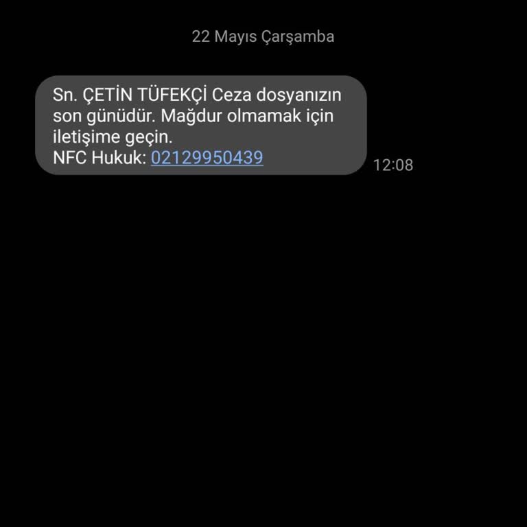 NFC Hukuk (SMS) NFC Hukuk Sahte Mesaj