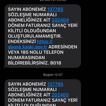 Kayseri Büyükşehir Belediyesi KASKİ'den Gelen SMS