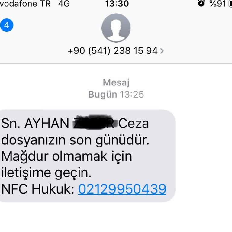 NFC Hukuk (SMS) Asılsız NFC Hukuk (SMS)