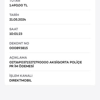 Aksigorta Poliçe Ödeme Habersiz