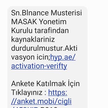 Binance TR Binance Mesaj Gönderiyor Hesabım Alakam Yok...