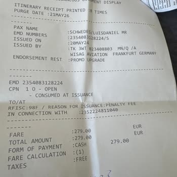 THY Parası Ödenip Yapılmayan Upgrade İşlemi TK1588/24 May Fra-İstanbul