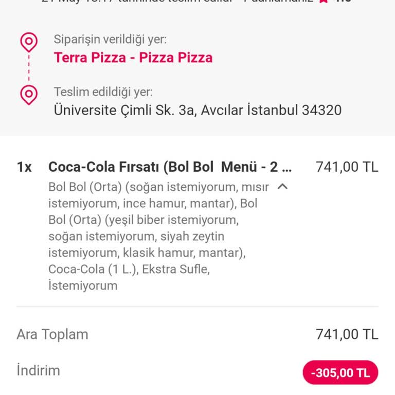 Terra Pizza Eksik Ve Özensiz Sipariş Teslimi