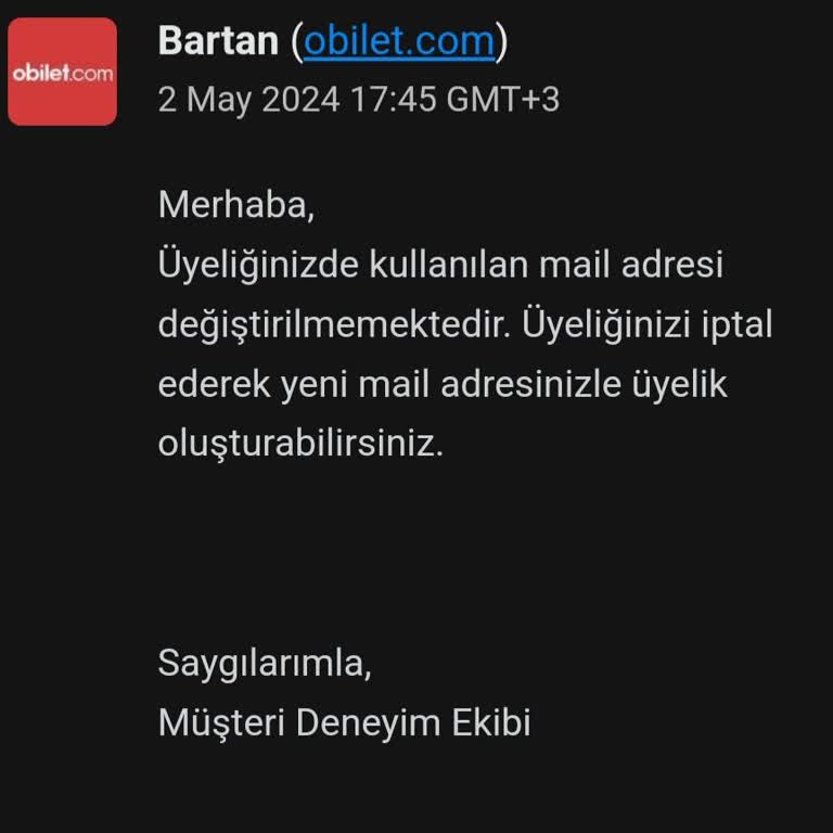 Obilet E Posta Değişikliği