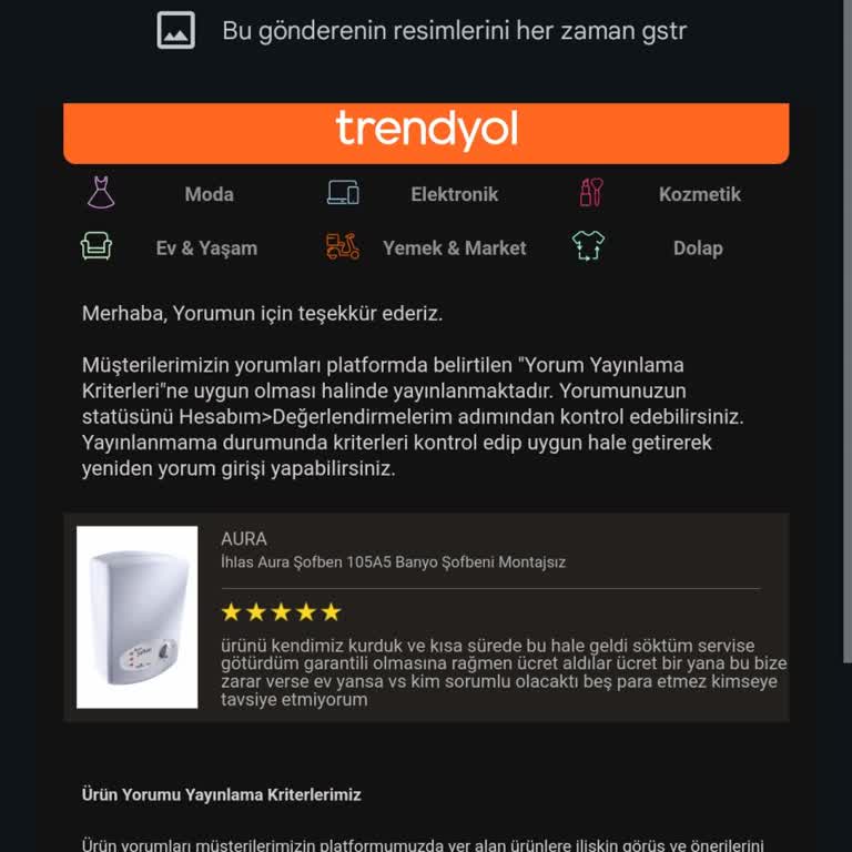 Trendyol Yorum Politikası Ve İhlas Ürün Sorunu