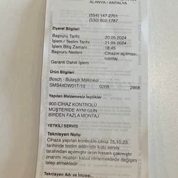 Bosch Hasarlı Gelen Bulaşık Makinesi Değişim Talebi