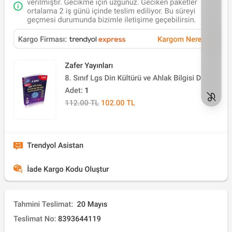 Zafer Yayınları 1 Haftayı Geçti Kargom Gelmedi