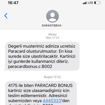 Garanti BBVA Kart Teslim Edilmedi