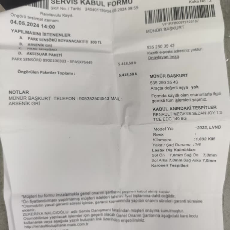 Renault Mais Park Sensörü