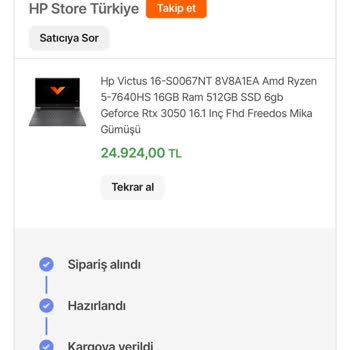 HP Store Türkiye Satıcısından Aldığım Ürünün Fiyatı Düştü
