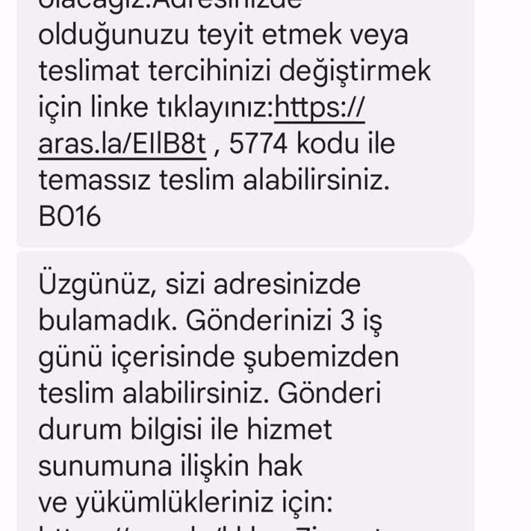 Aras Kargo Kargo Getirmiyor Gel Şubeden Al Deniyor