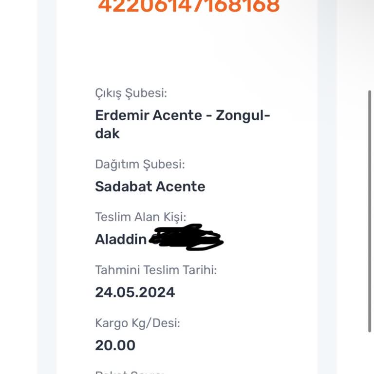 Sürat Kargo Sadabad Şb... Kargo Teslim Sorunu
