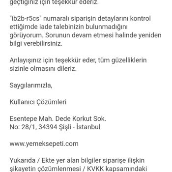 Yemeksepeti Burger King Teslim Edilmeyen Siparişin Para İadesi Yapmama