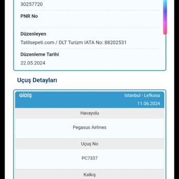 Tatil Sepeti Kıbrıs Uçak Dahil Paket PNR Yok. Ekstra Ücret Talebi