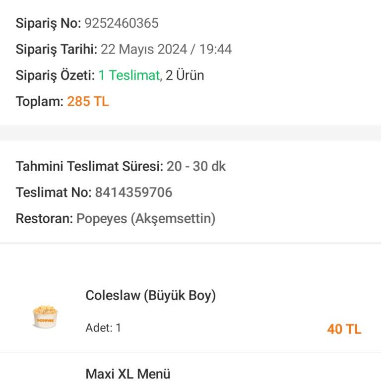 Popeyes Firmasi Zorla Eksik Olan Urunu Aldırmak İsteyen Firma