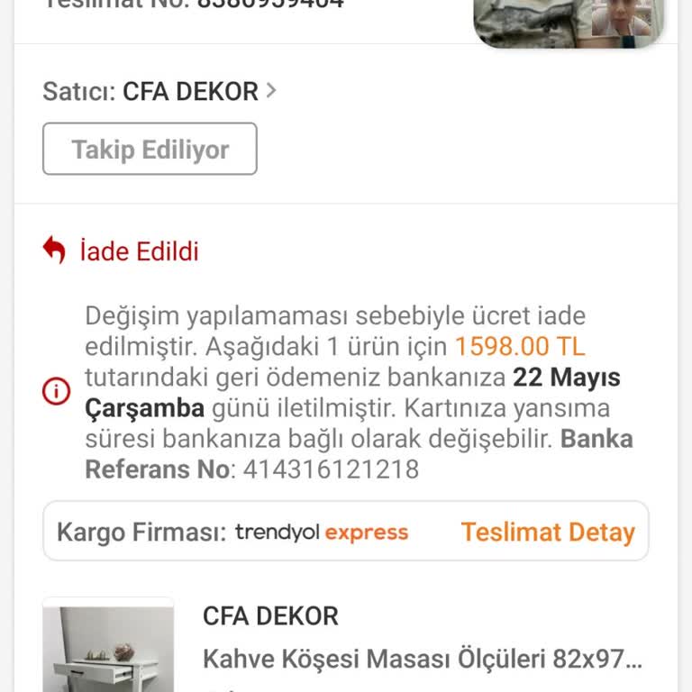 Trendyol Ve Cfa Dekor Adlı Satıcı
