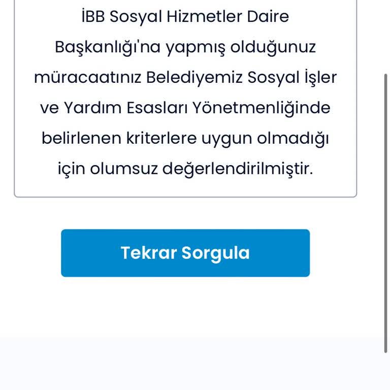 İBB - İstanbul Büyükşehir Belediyesi Evlilik Desteği Başvurusunun Olumsuz Değerlendirilmesi